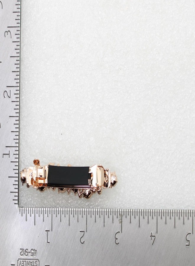 Faship Smoked Topaz Chocolate Brown Rhinestone Crystal Floral Small Hair Barrette Clip - Image 5